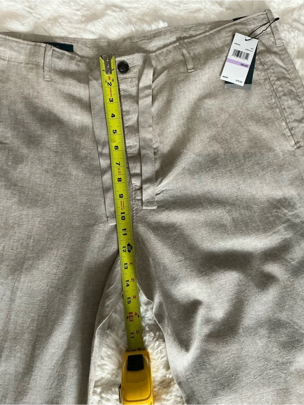 Perry Ellis Beige Drawstring Linen-Blend Chinos